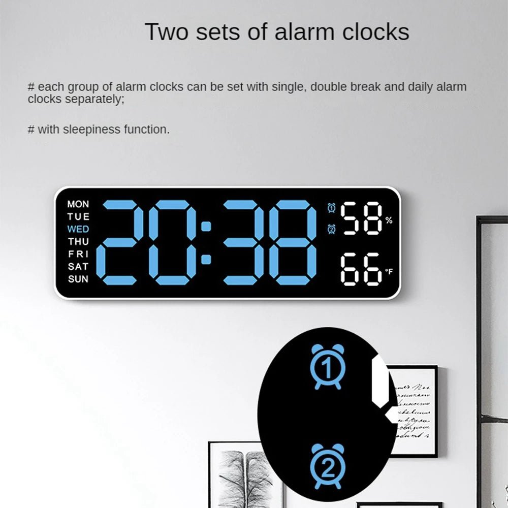 Large Digital Wall Clock with Temperature and Humidity Display - Xnest