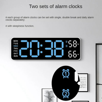 Large Digital Wall Clock with Temperature and Humidity Display - Xnest