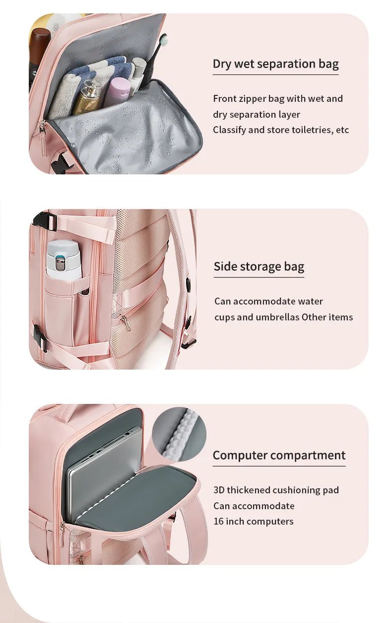 35L Travel Backpack Women Laptop Business Backpacks Multifunctional USB Charging with Shoes Pocket - Xnest