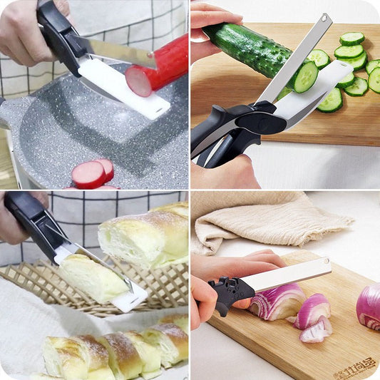 Stainless Steel Multifunctional 2 in 1 Cutting Board Utility Knife - Xnest
